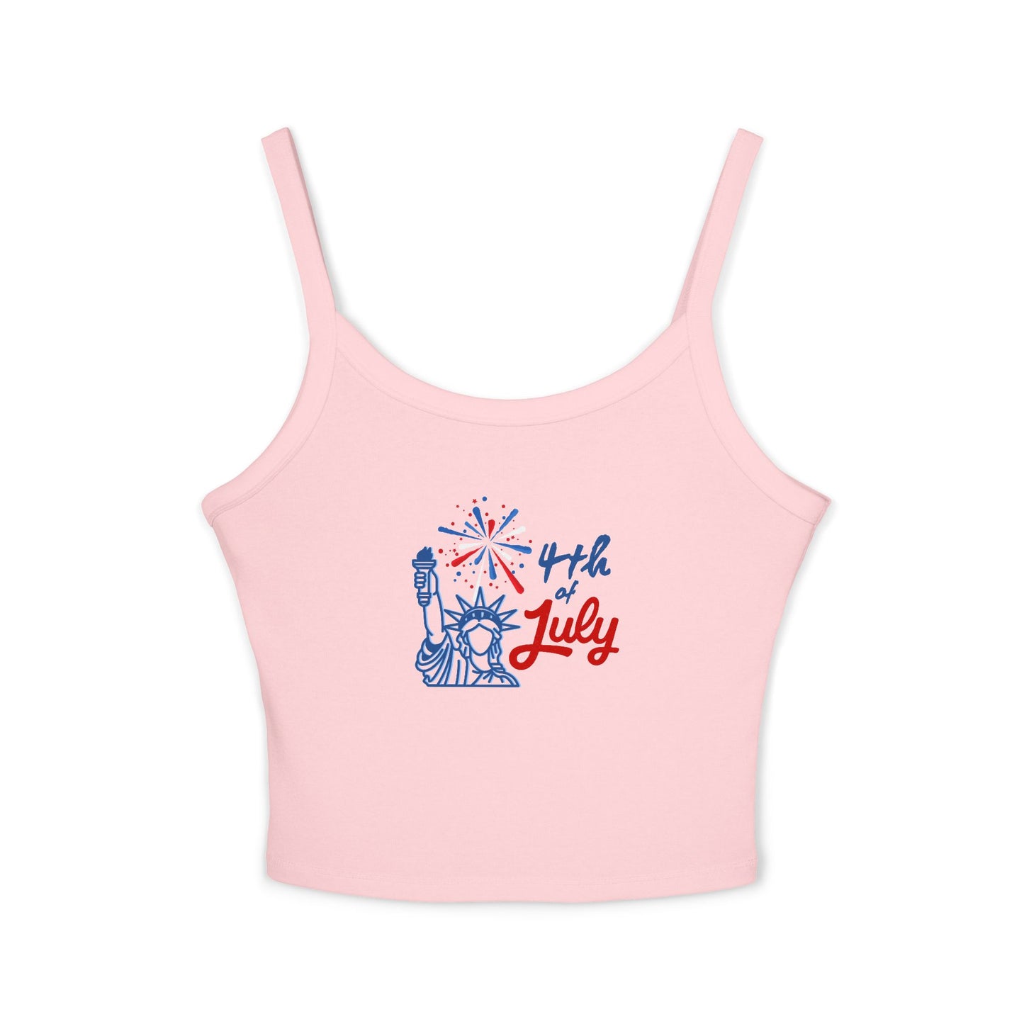 4th of July Tank Top - Patriotic Statue of Liberty Fireworks Crop Tank