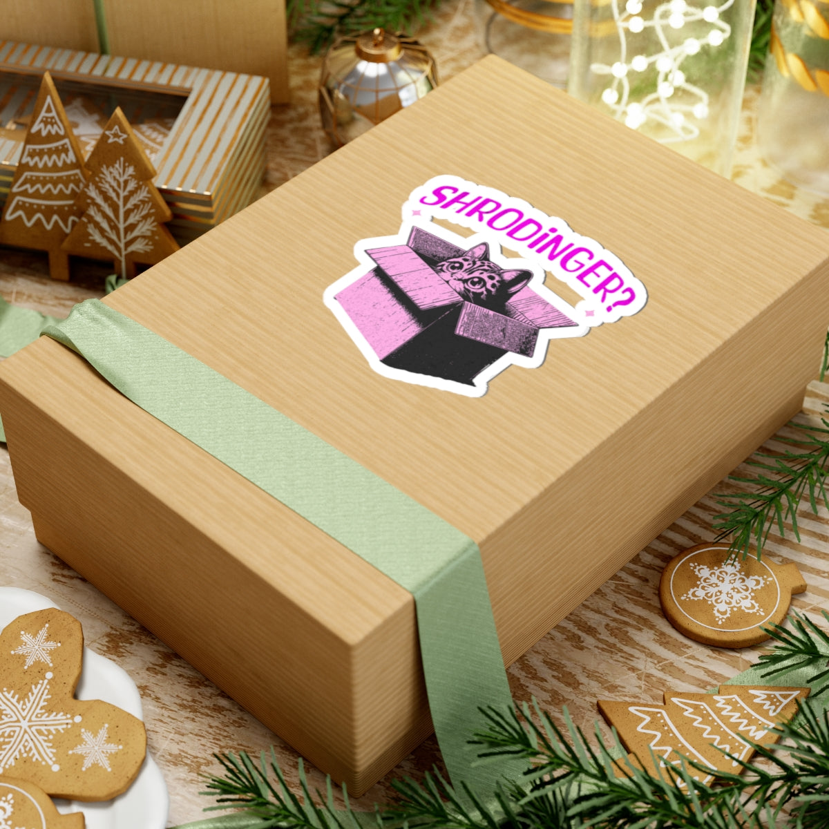 'Shrodinger?' Cat-Themed Sticker