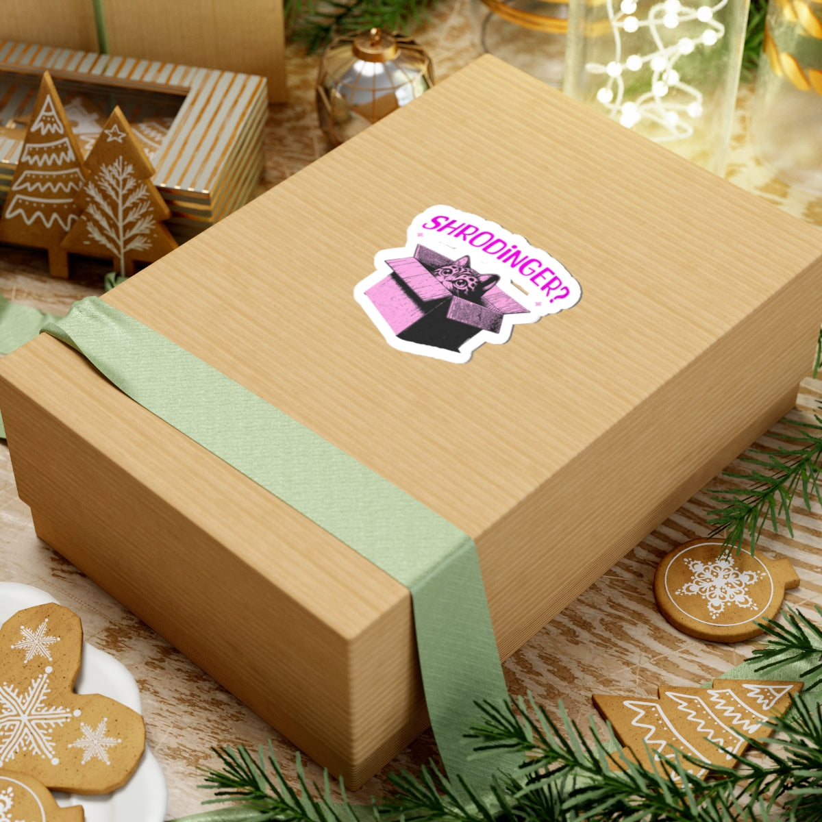 'Shrodinger?' Cat-Themed Sticker