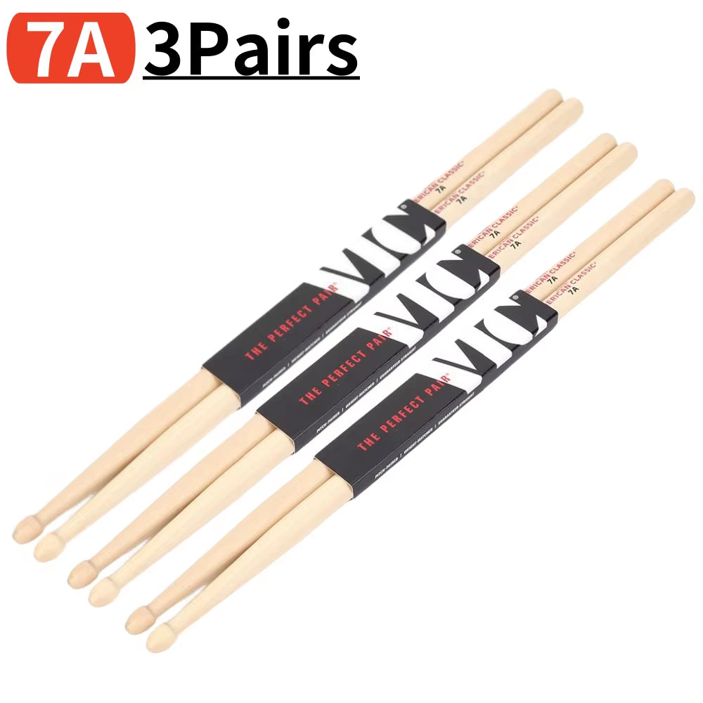 Beginners Drum Sticks Consistent Weight and Pitch Mallets Wood Tip Drumsticks American Hickory Drumsticks Percussion Accessories