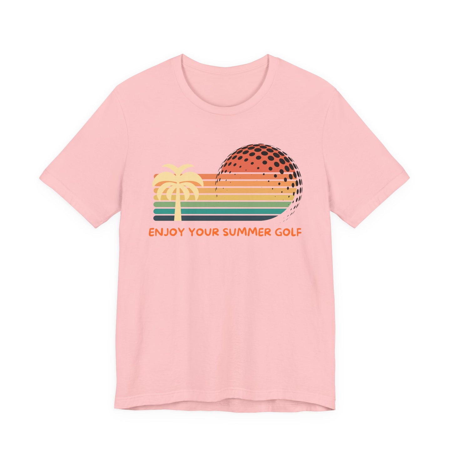 Summer Golf T‑Shirt - "Enjoy Your Summer Golf" Retro Palm & Golf Ball Tee