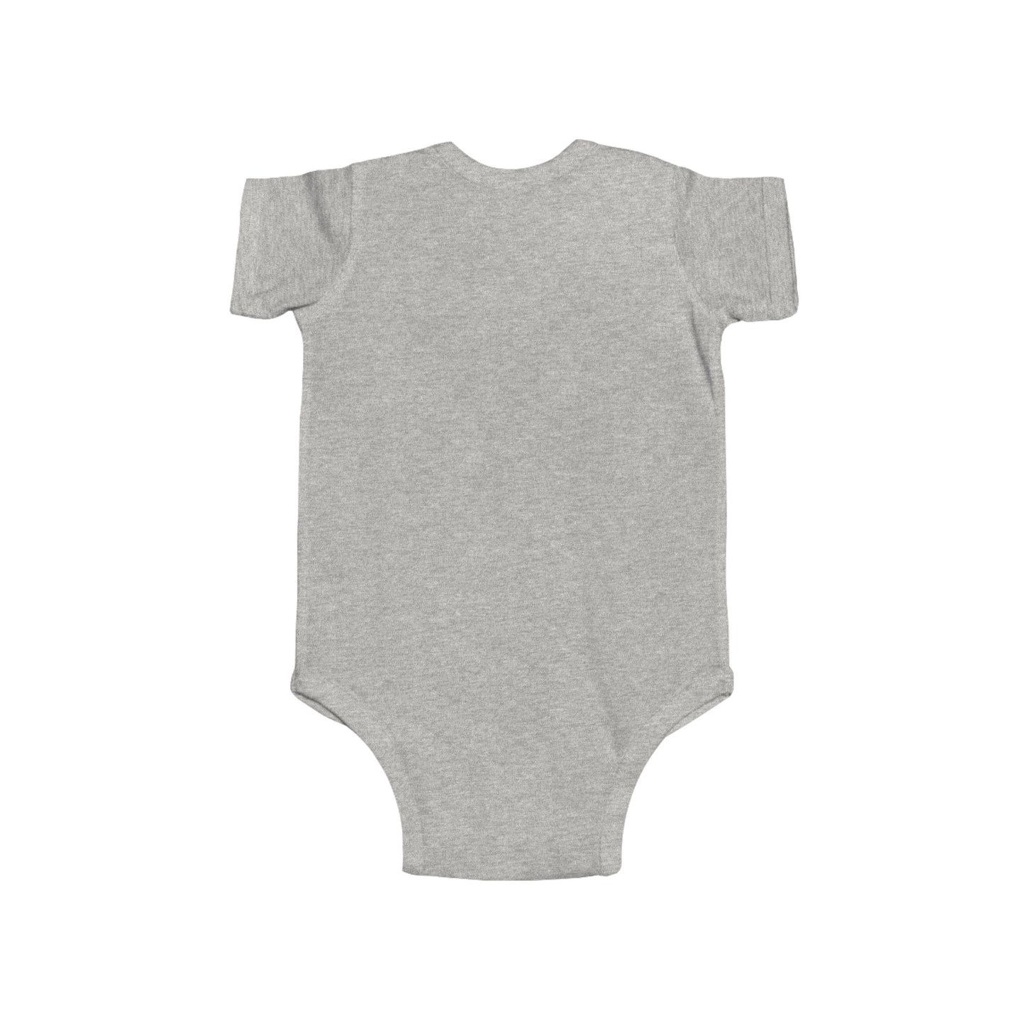 Gray baby onesie on a white background