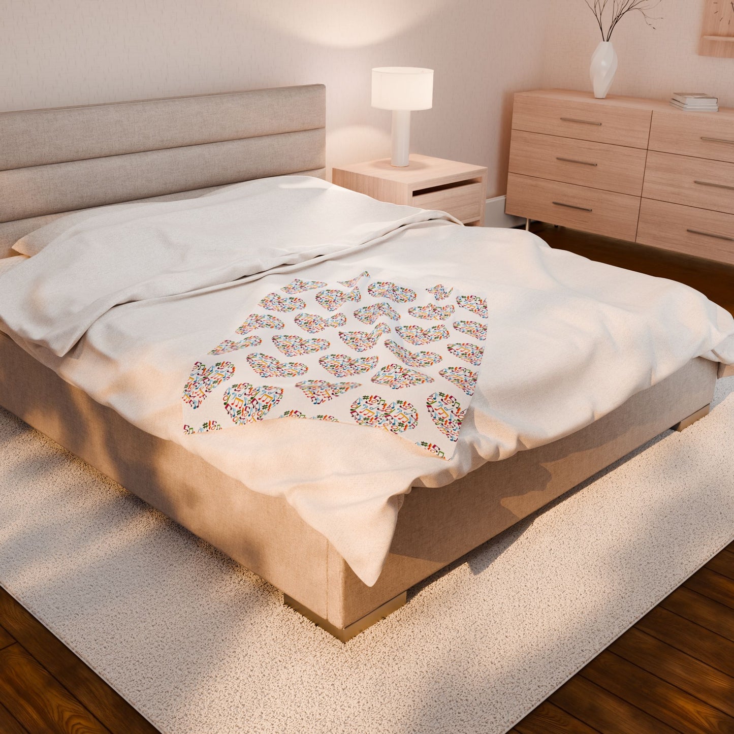 Hearts blanket perfect for cozy music themed decor