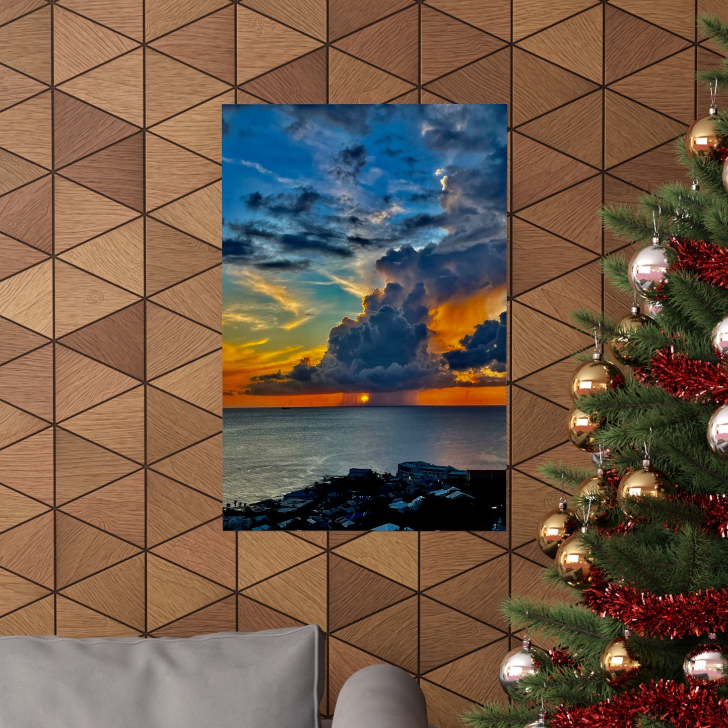 Poster of Caribbean storm clouds on wall