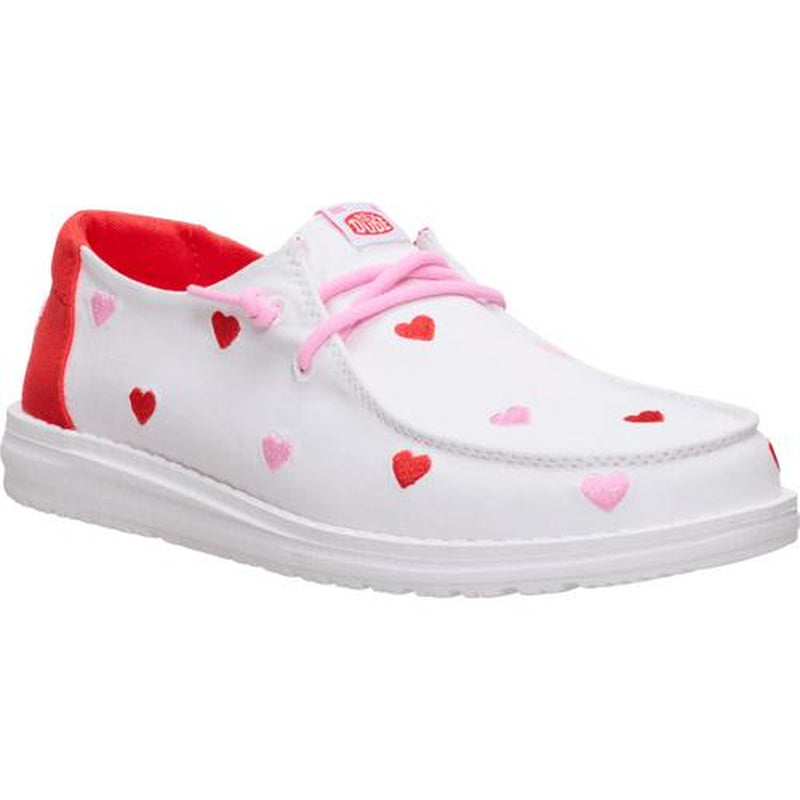 HEYDUDE Wendy Embroidered Hearts - Comfortable Slip on Shoes for Valentine's Day
