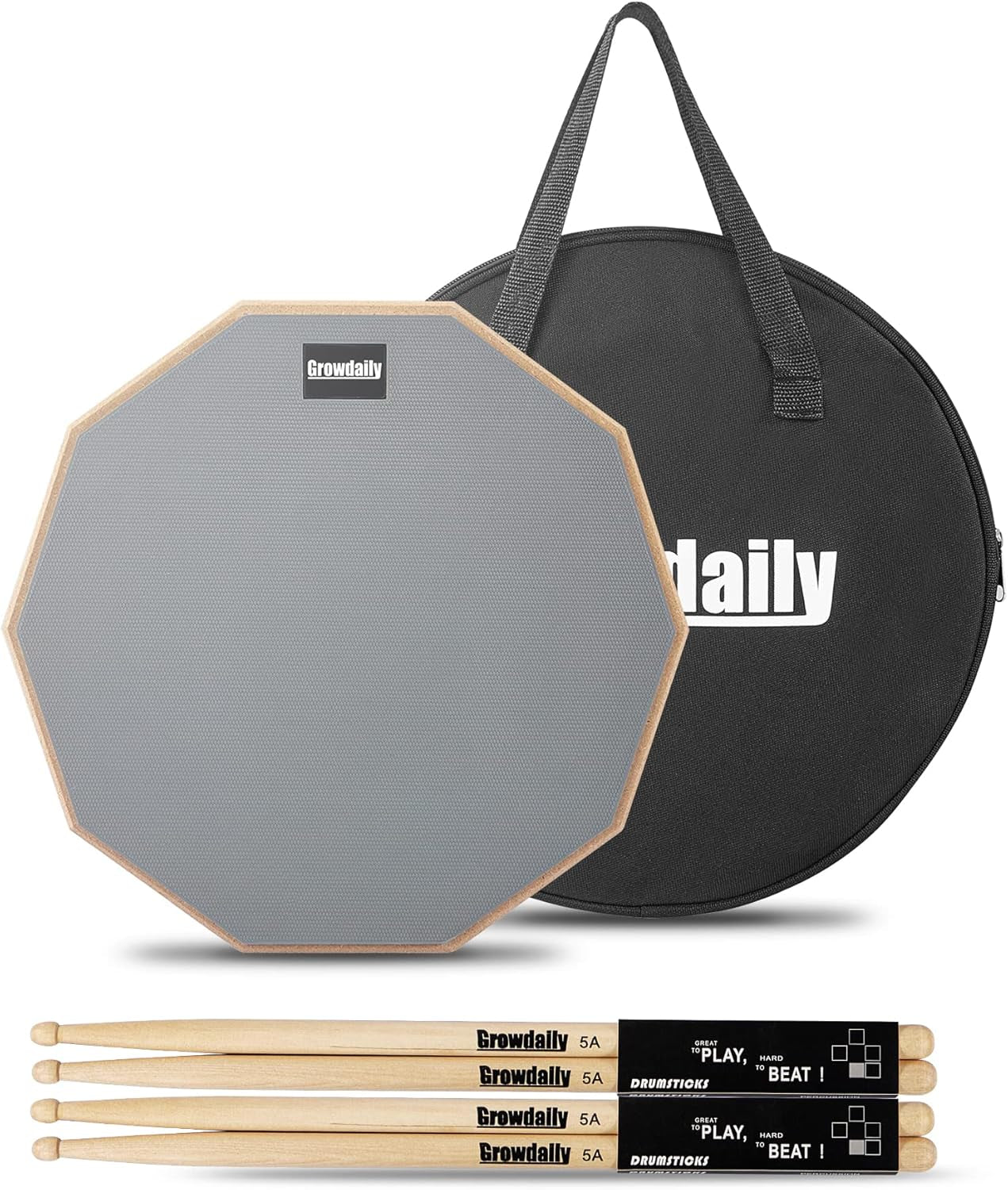 Drum Practice Pad for Drumming Drum Pad and Sticks 12 In,Sided with 2 Pairs/4 Ma