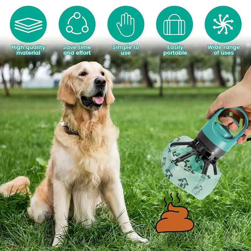 Portable Dog Pooper Scooper  with a built-In garbage bag holder with a unique no touch design. 
