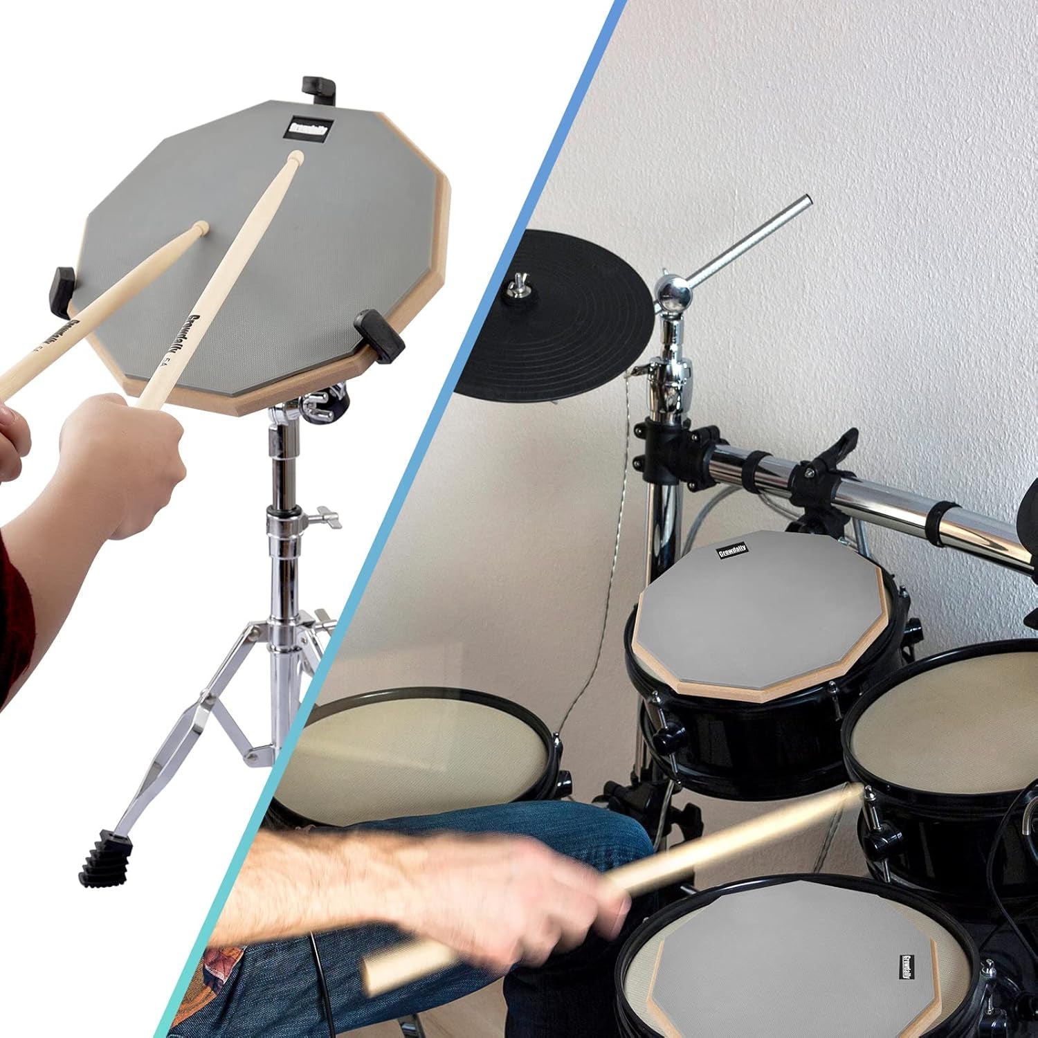 Drum Practice Pad for Drumming Drum Pad and Sticks 12 In,Sided with 2 Pairs/4 Ma