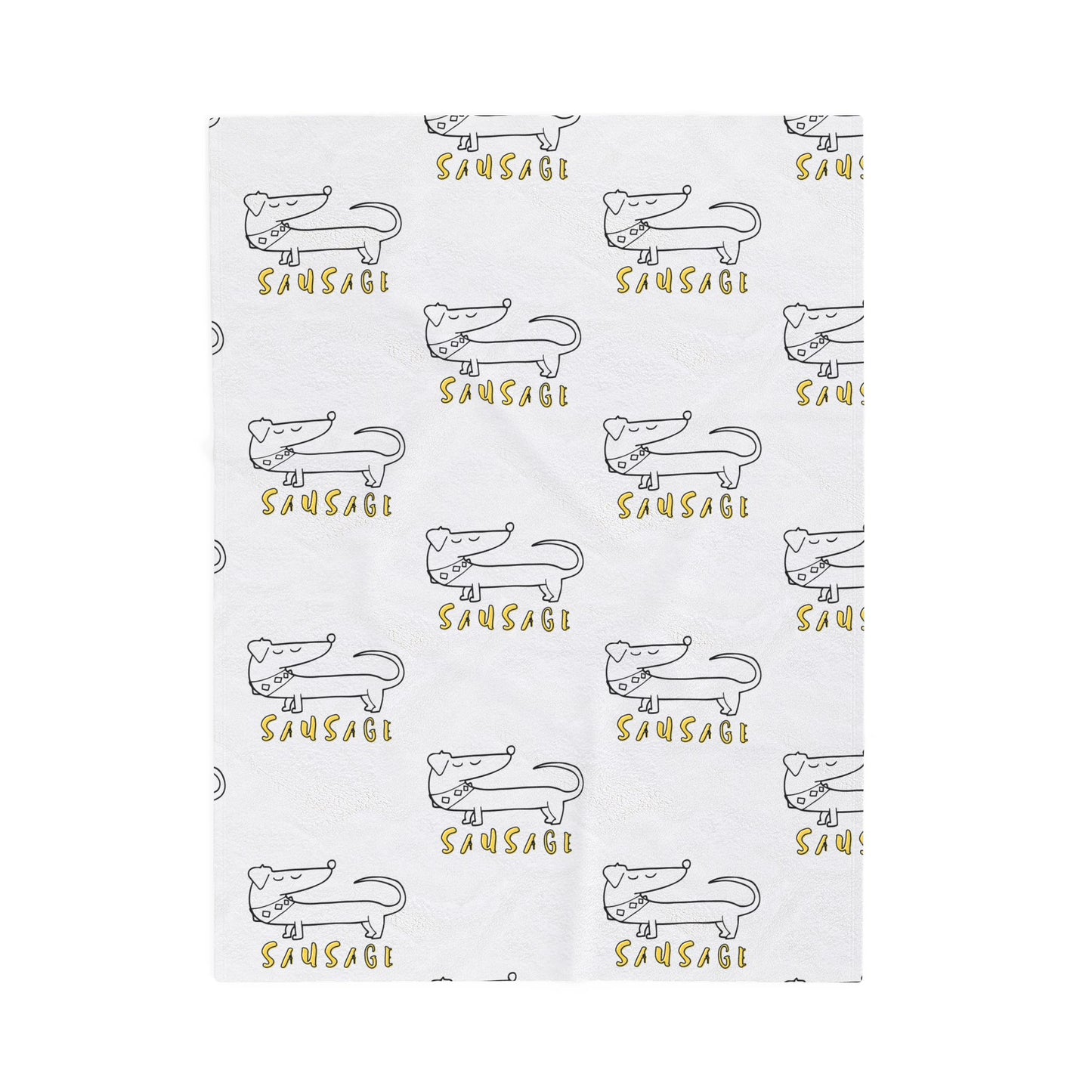 Sausage dog blanket with repeating dachshund illustration