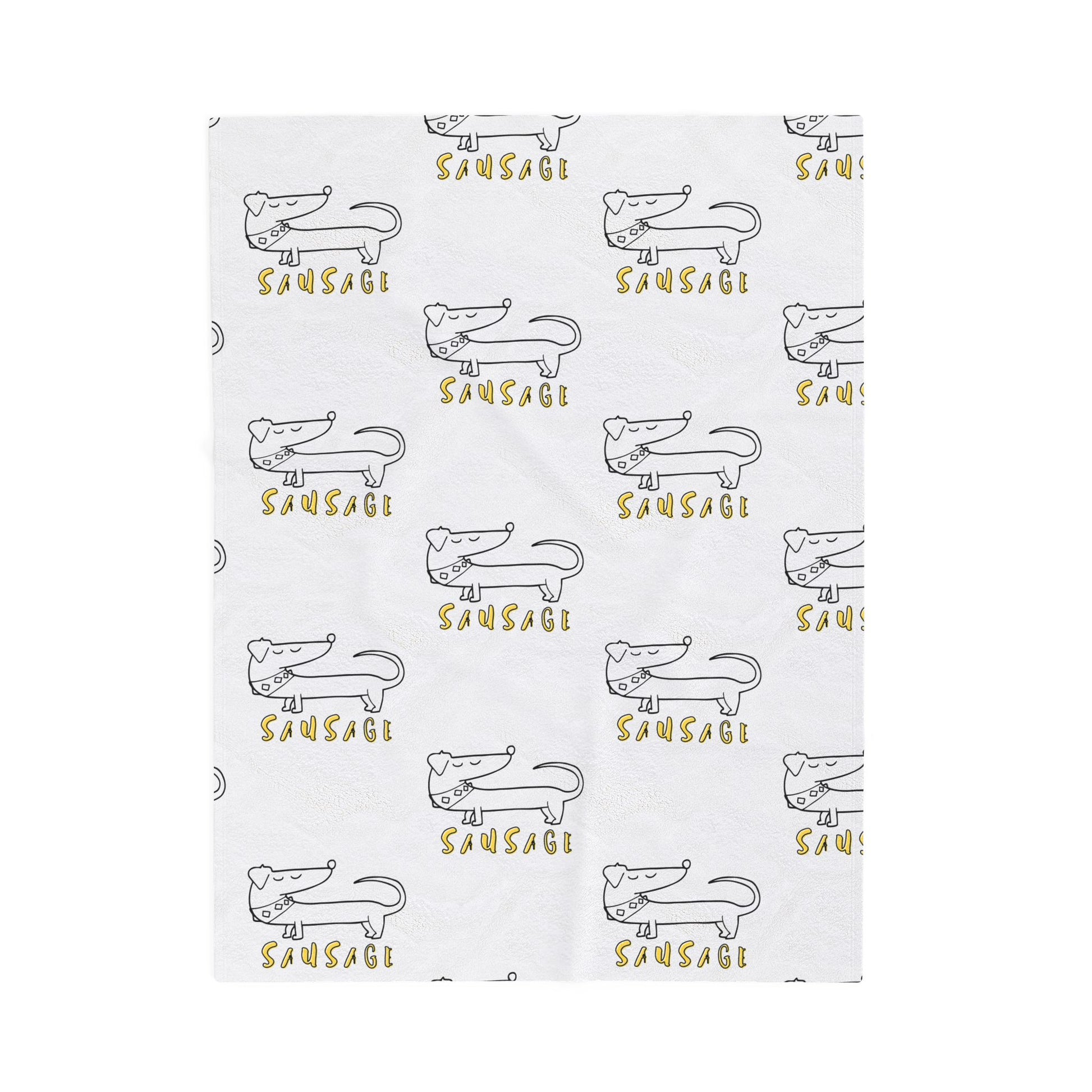 Sausage dog blanket with repeating dachshund illustration