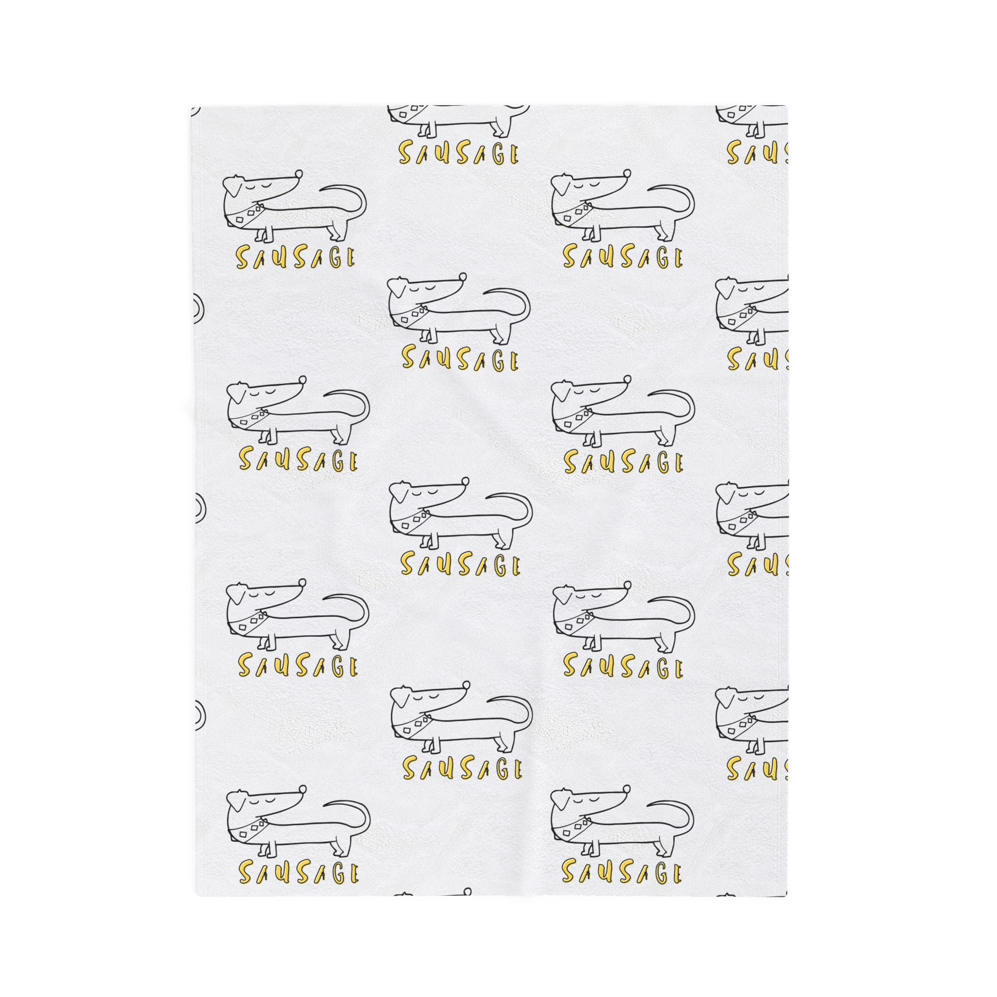 Sausage dog blanket with repeating dachshund illustration