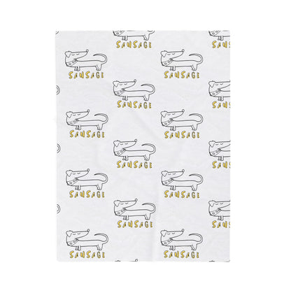 Sausage dog blanket with repeating dachshund illustration
