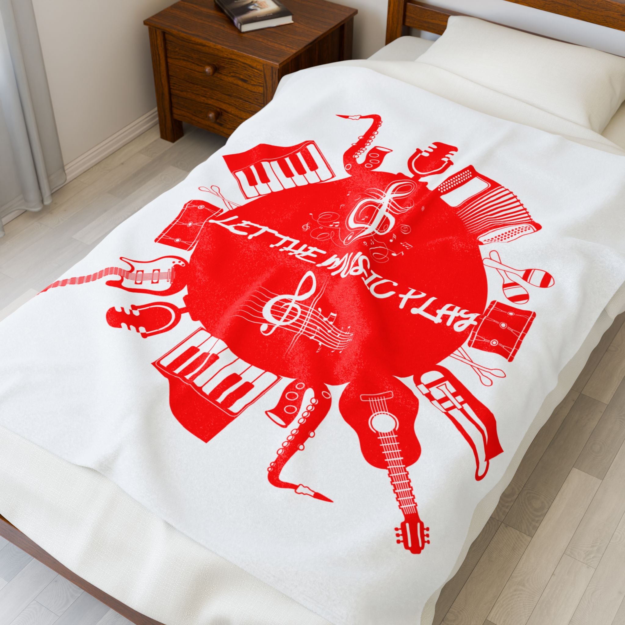 Instrument blanket showcasing multiple musical instruments in circle layout