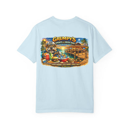 Grumpy's Sports & Music Bar T-Shirt — Retro Beach Bar Graphic Tee