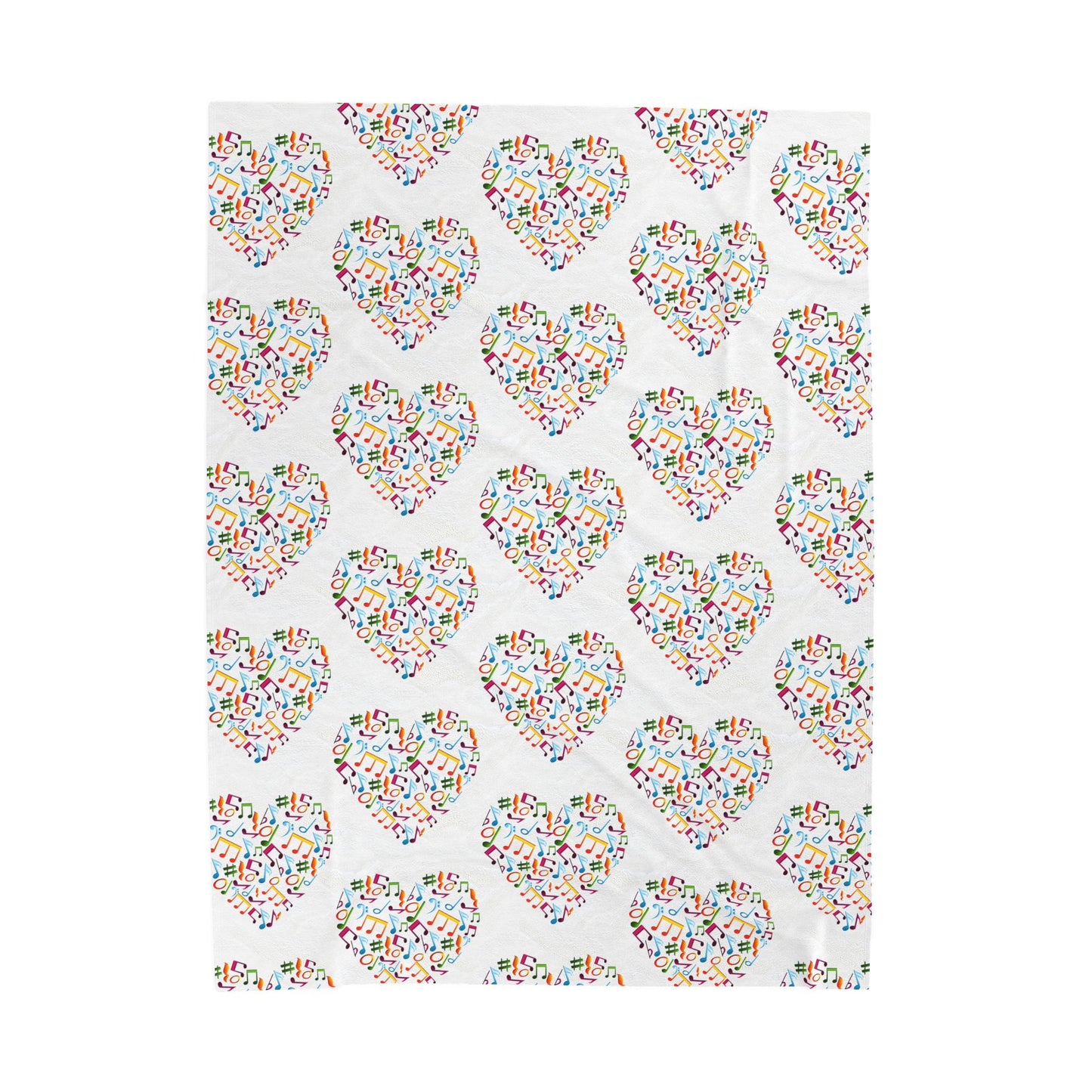 Hearts blanket featuring vibrant music themed design
