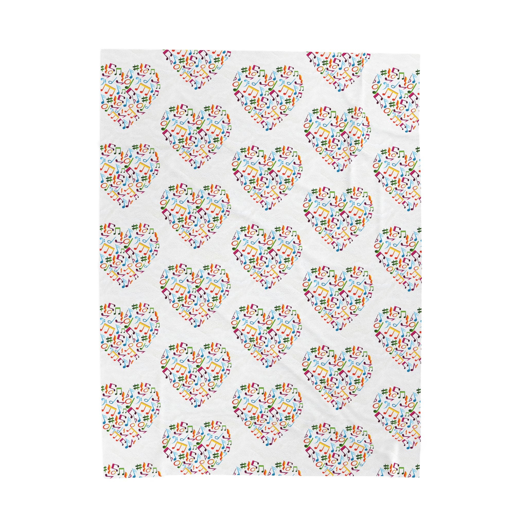 Hearts blanket featuring vibrant music themed design