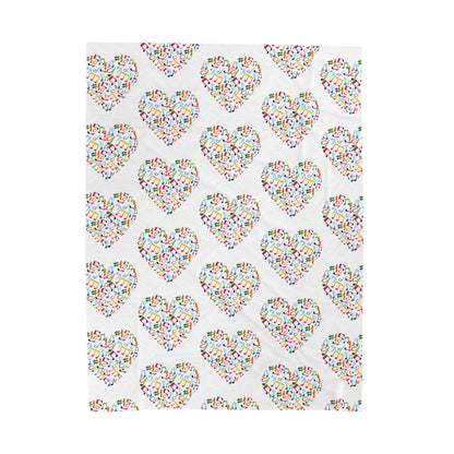 Hearts blanket featuring vibrant music themed design