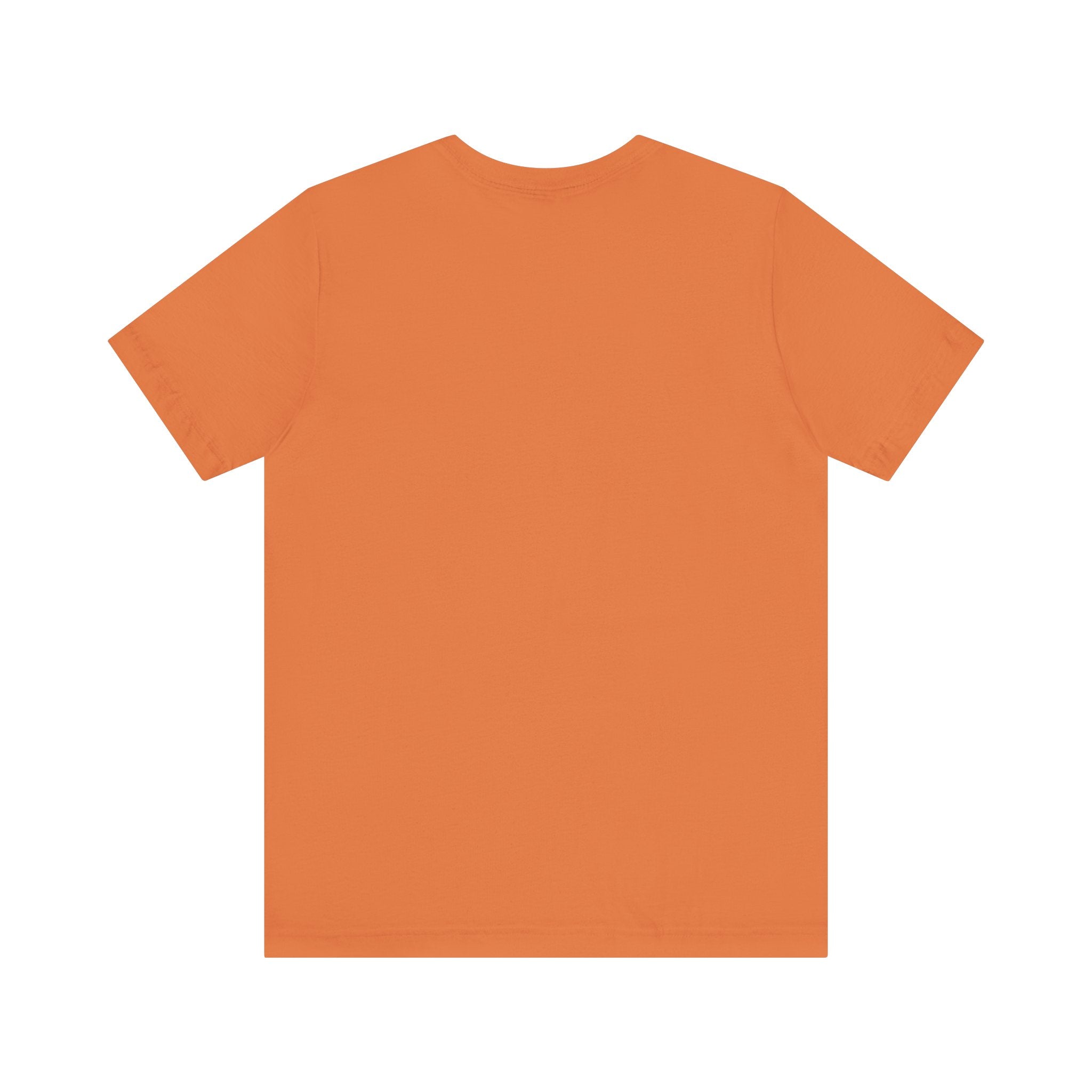 Back view of a plain orange t-shirt on a white background