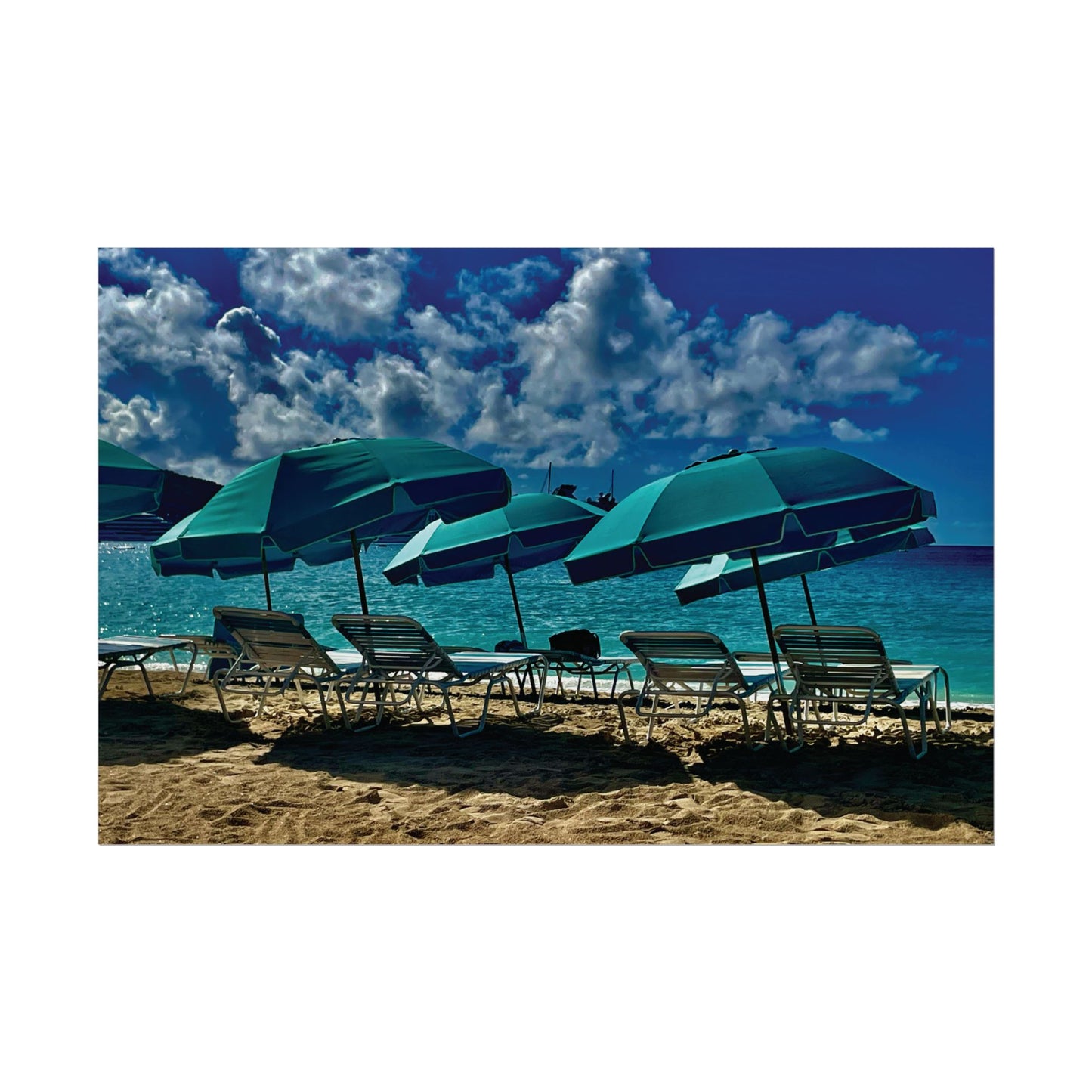 Poster Rholio Ymbarél Traeth o Sint Maarten