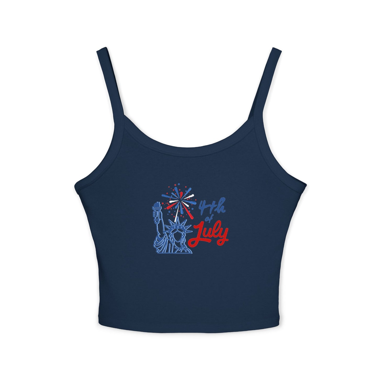4th of July Tank Top - Patriotic Statue of Liberty Fireworks Crop Tank