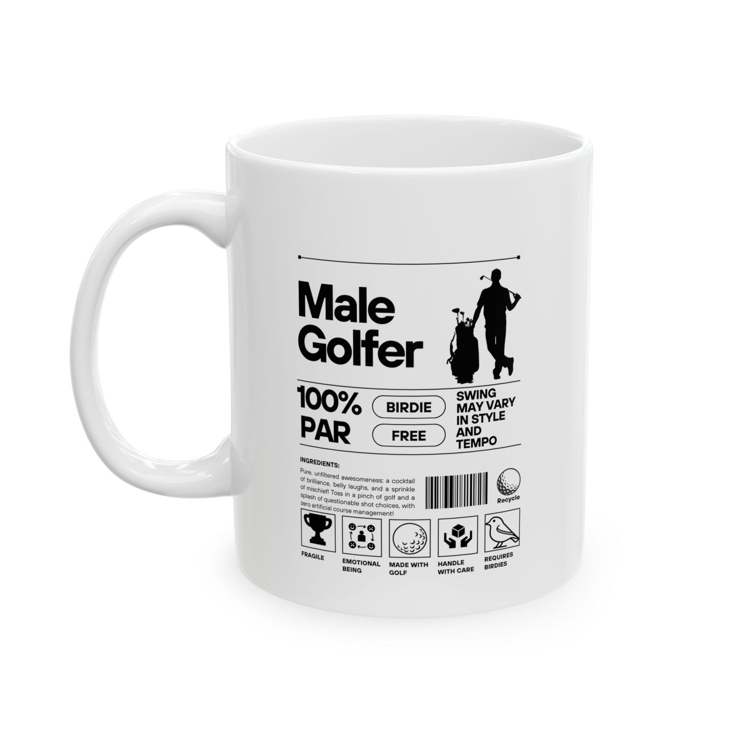 Mwg Coffi Golffiwr Gwrywaidd Ceramig | Personoliadwy