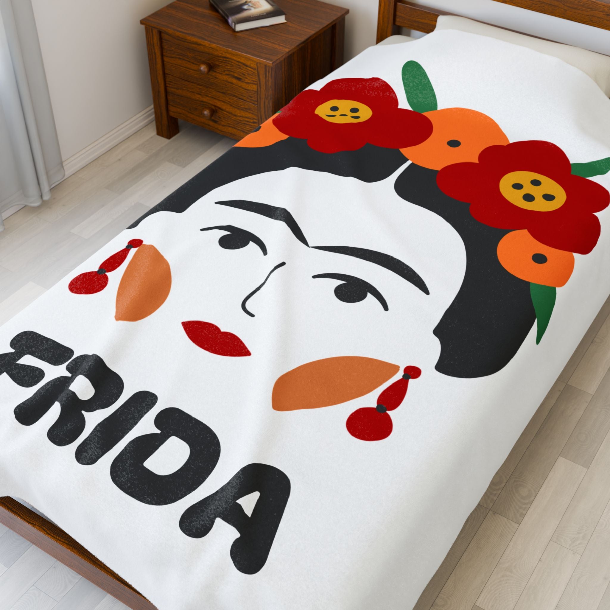 "Frida" Blanket covering bed in bedroom