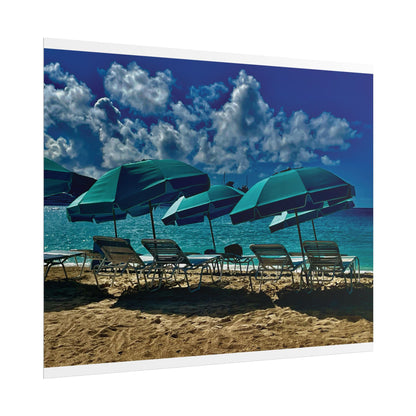 Poster Rholio Ymbarél Traeth o Sint Maarten