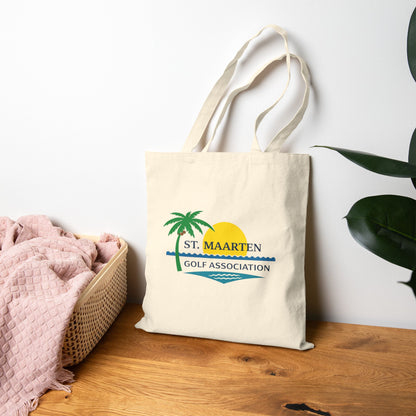 St. Maarten Golf Association Canvas Tote Bag — Beach Palm Sunset Golf Logo