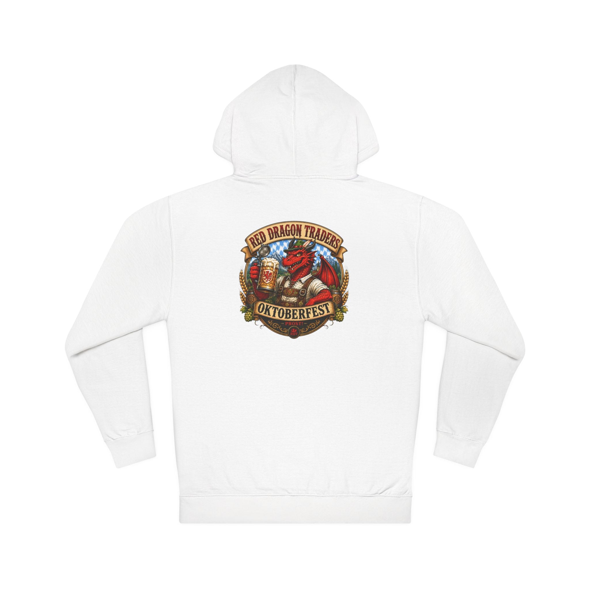 Oktoberfest dragon hoodie with vintage festival back print