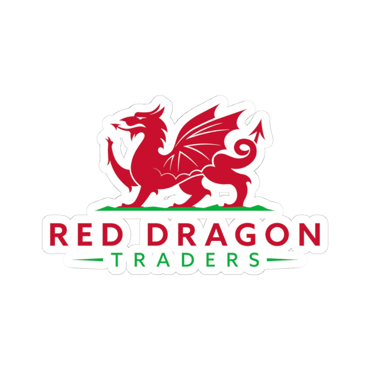 Logo of Red Dragon Traders with a red dragon on a white background