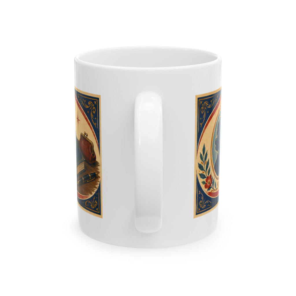 Ceramic Mug — Vintage Quote ‘Never Borrow Trouble, It Rarely Pays You Back’