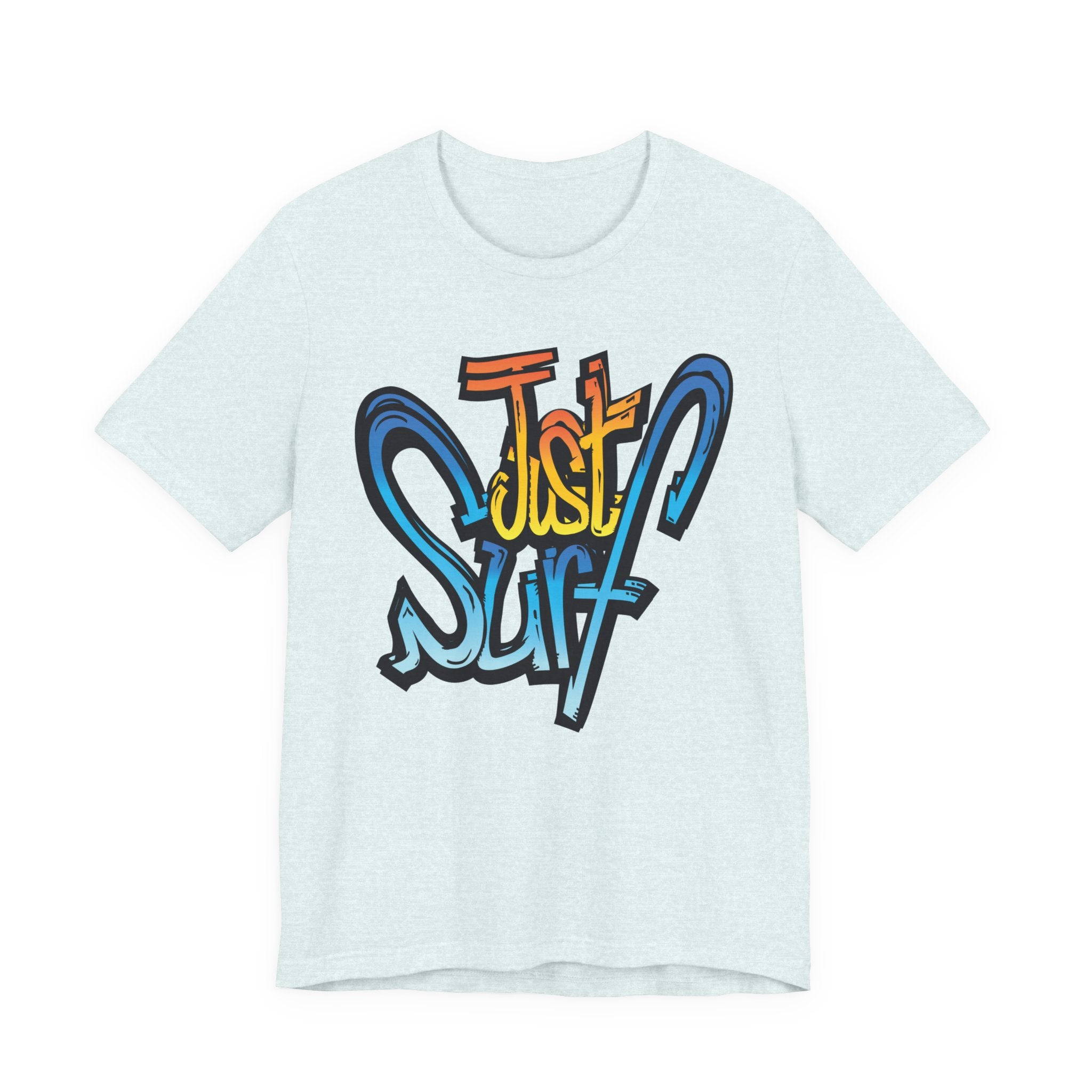 Just Surf Graphic Tee — Retro Surfboard Beach T‑Shirt