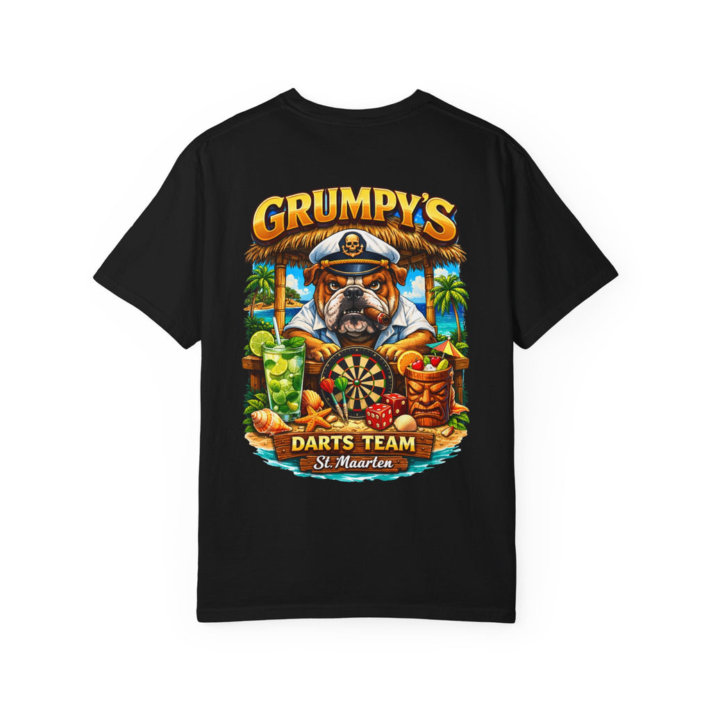 Blossom Grumpy's Darts Team T-Shirt – Tropical Bulldog Tee, t-shirt product image 23, size XL.