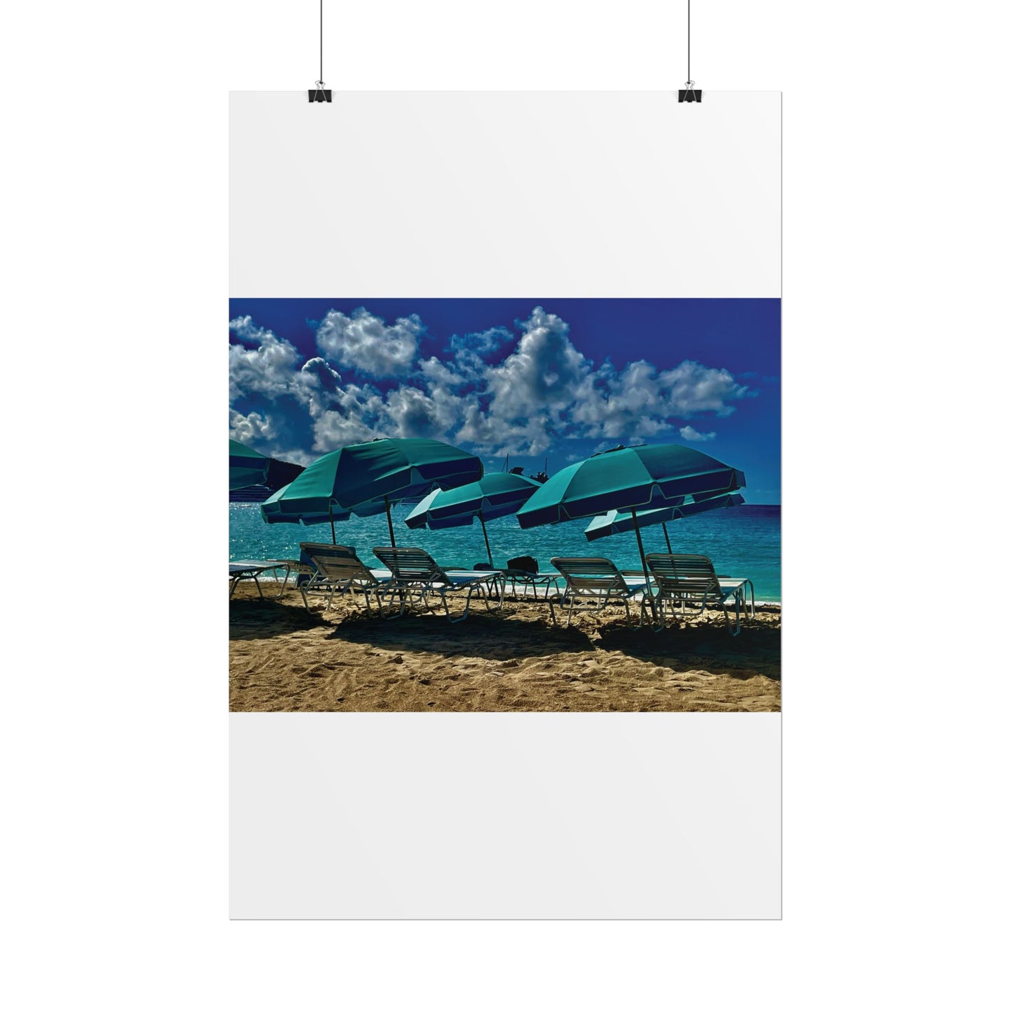 Poster Rholio Ymbarél Traeth o Sint Maarten