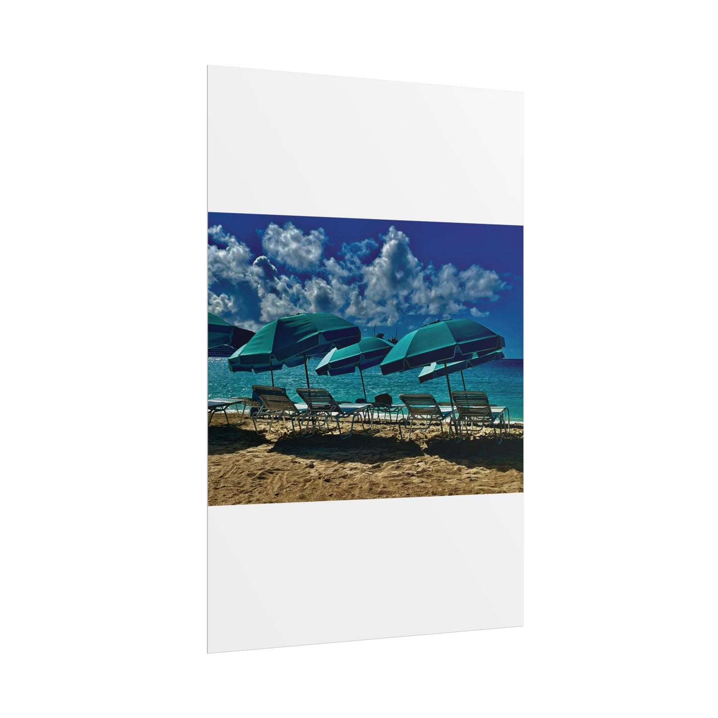 Poster Rholio Ymbarél Traeth o Sint Maarten