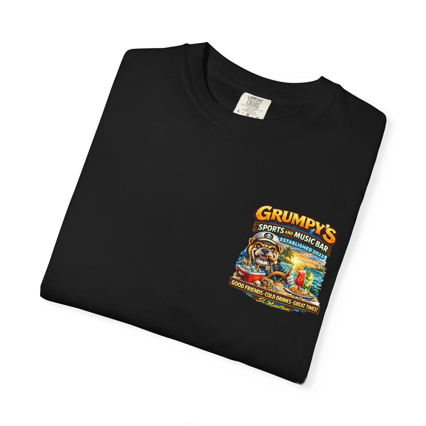 Grumpy's Sports & Music Bar T-Shirt — Retro Beach Bar Graphic Tee