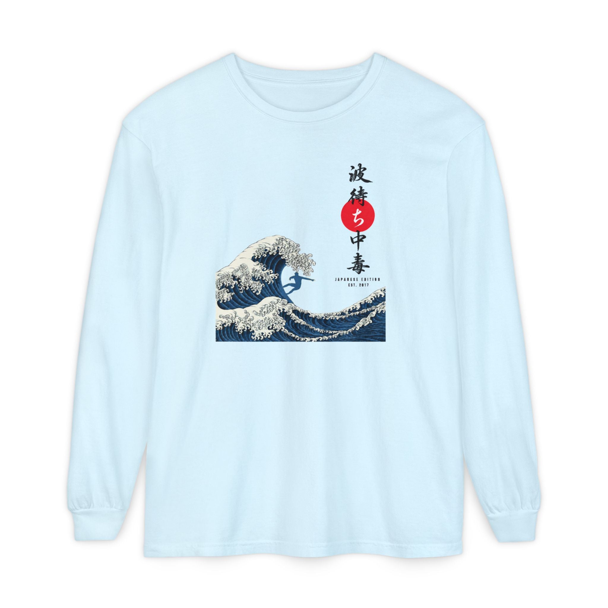Great Wave Japanese Long Sleeve Tee — Kanagawa Wave & Red Sun Graphic