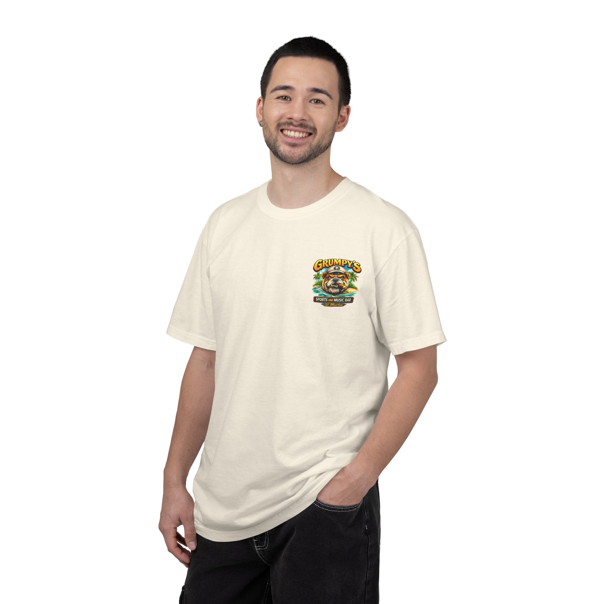 White Grumpy's St. Maarten T-Shirt – Sports Bar Logo Tee, t-shirt product image 14, size L.