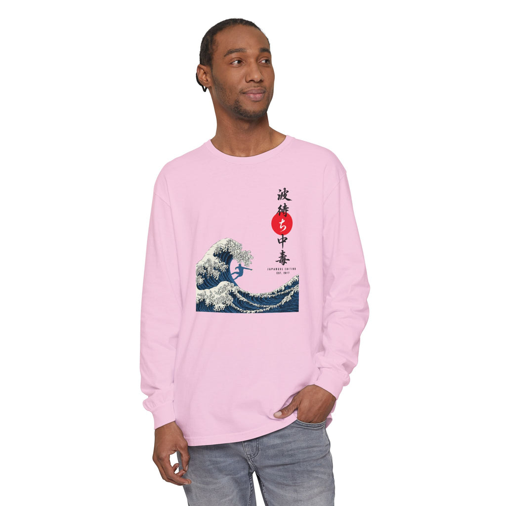 Great Wave Japanese Long Sleeve Tee — Kanagawa Wave & Red Sun Graphic