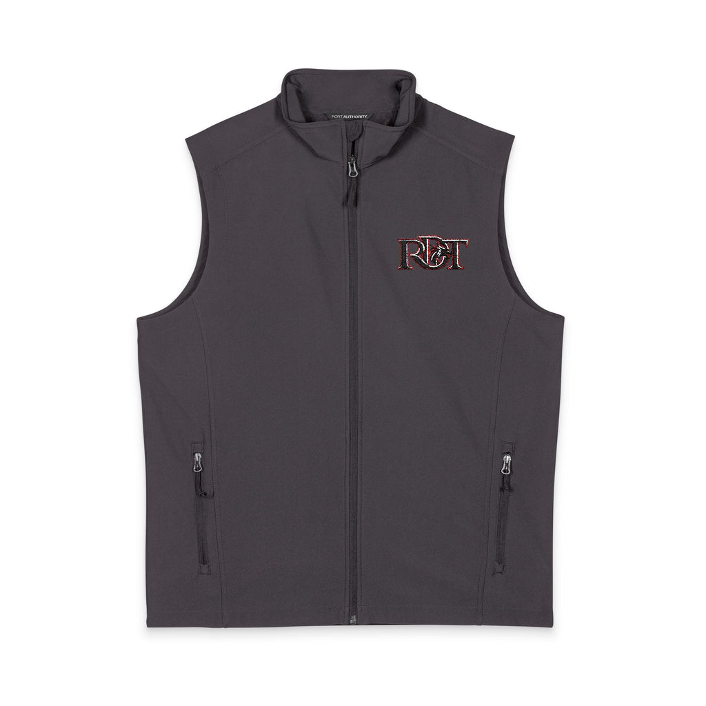 Men's Black Soft Shell Vest with Red Camo 'B&T' Chest Logo