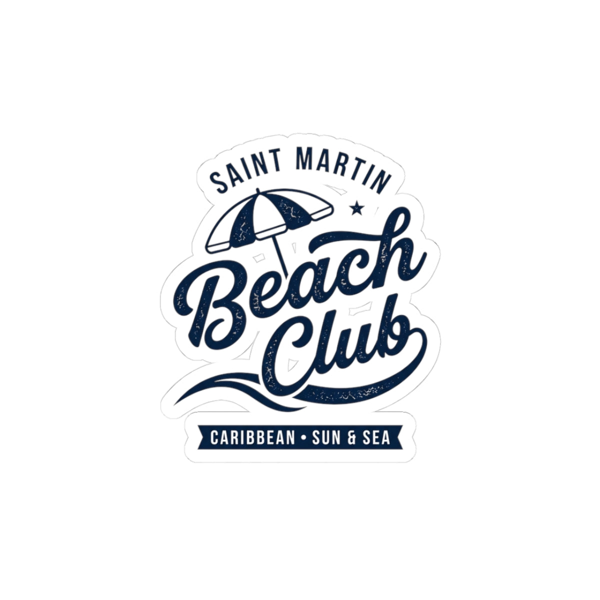 Saint Martin Beach Club Sticker | Caribbean Sun & Sea, Retro Island Pride