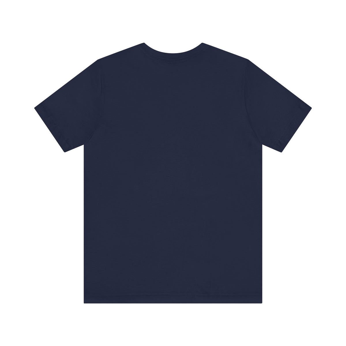 Back view of a plain navy t-shirt on a white background