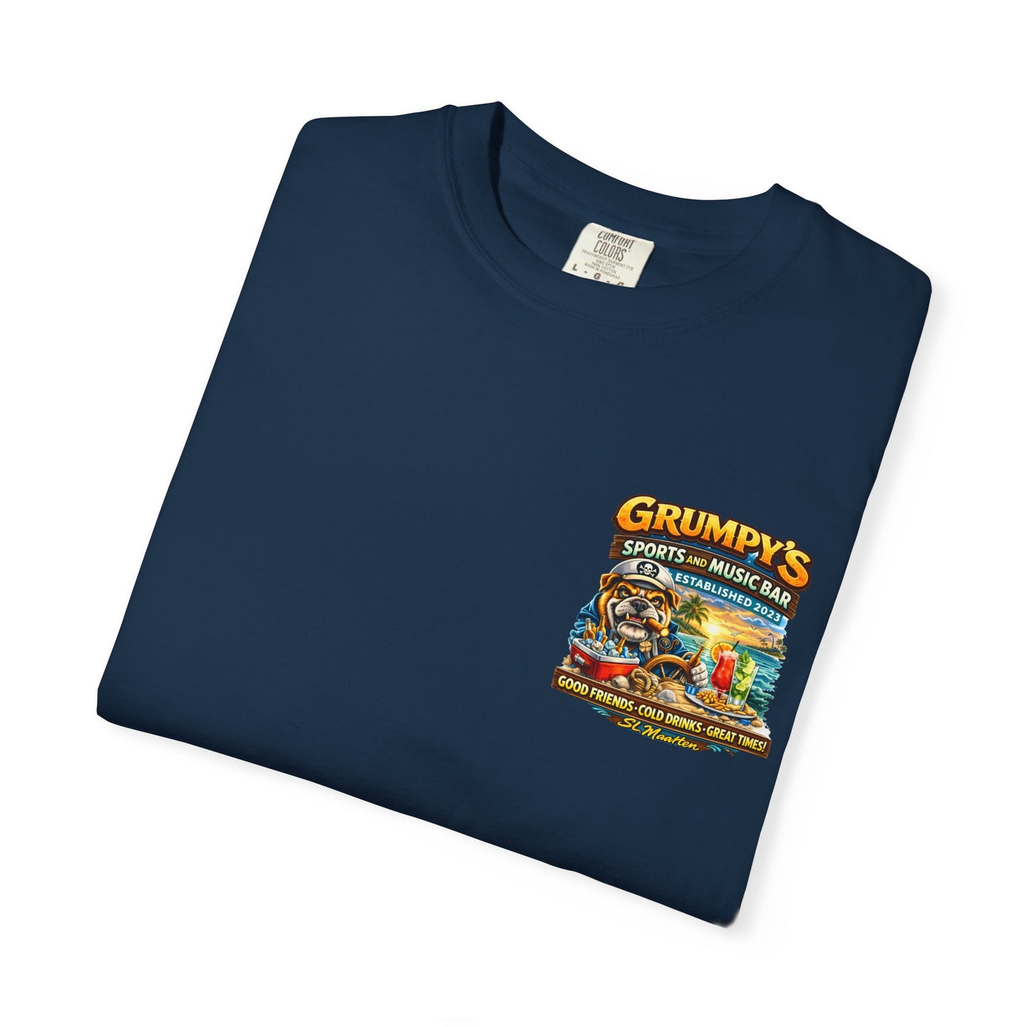 Grumpy's Sports & Music Bar T-Shirt — Retro Beach Bar Graphic Tee