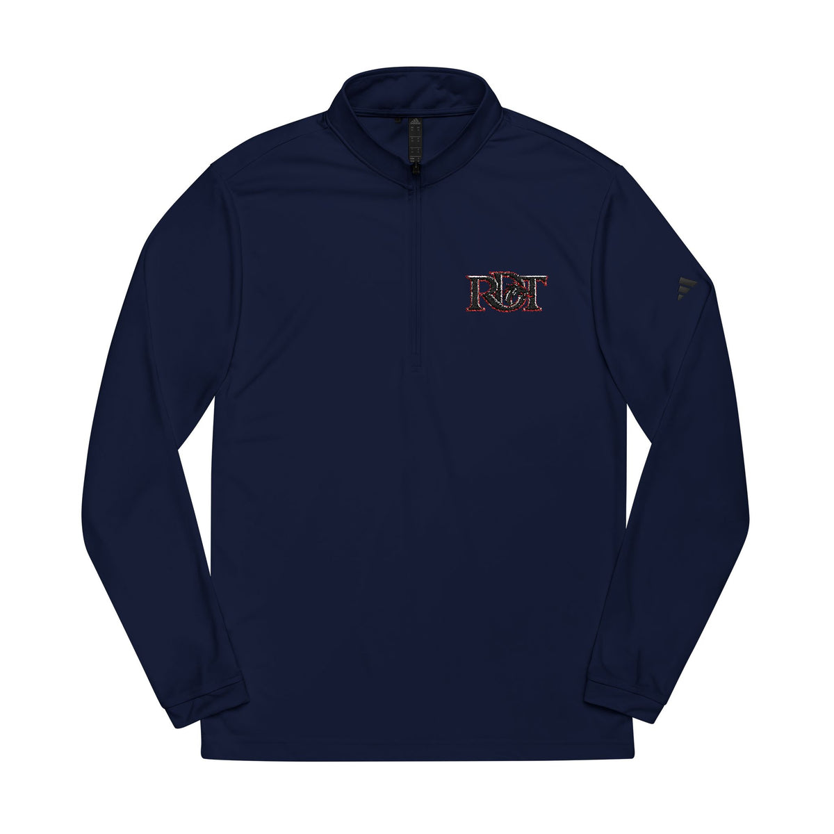 Embroidered Quarter-Zip Pullover — White Performance Adidas Style