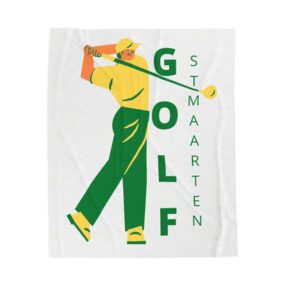 Golf blanket featuring minimalist golfer illustration