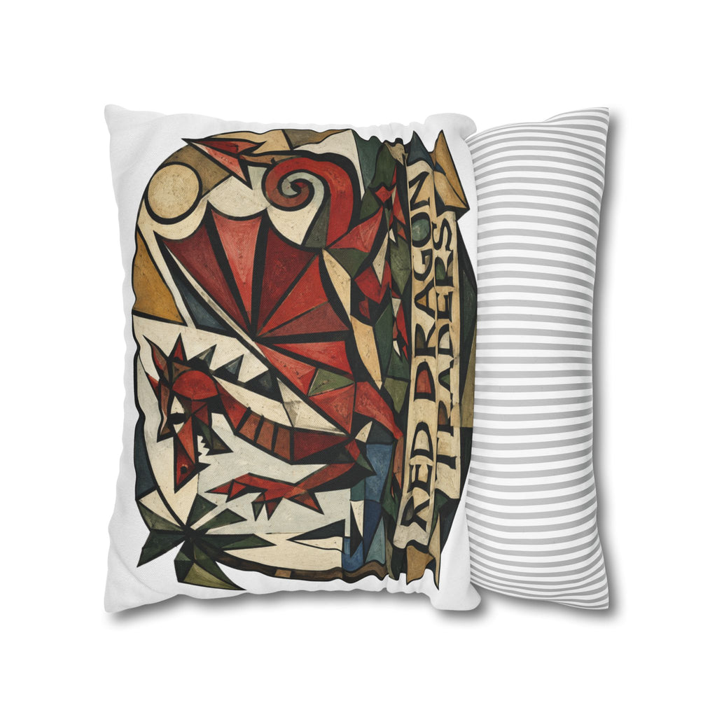 Red Dragon Traders Decorative Pillowcase — Geometric Fantasy Throw Pillow Cover