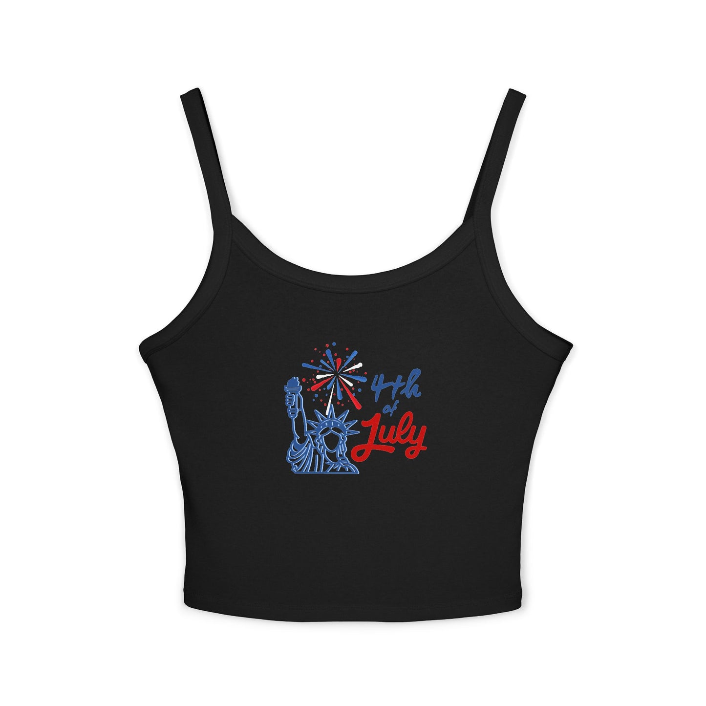 4th of July Tank Top - Patriotic Statue of Liberty Fireworks Crop Tank