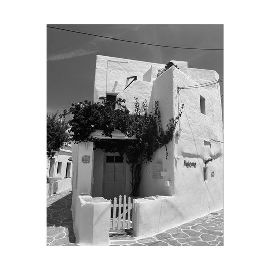 Black and White Greek Building Poster