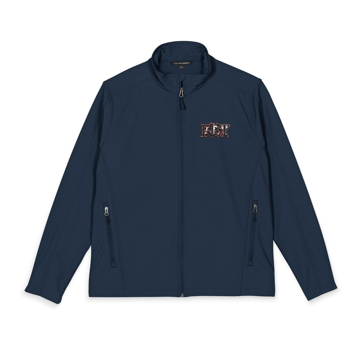 Embroidered Checker Logo Soft Shell Jacket - Men's Lightweight Windproof Coat