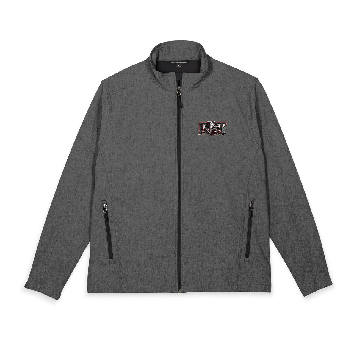 Embroidered Checker Logo Soft Shell Jacket - Men's Lightweight Windproof Coat